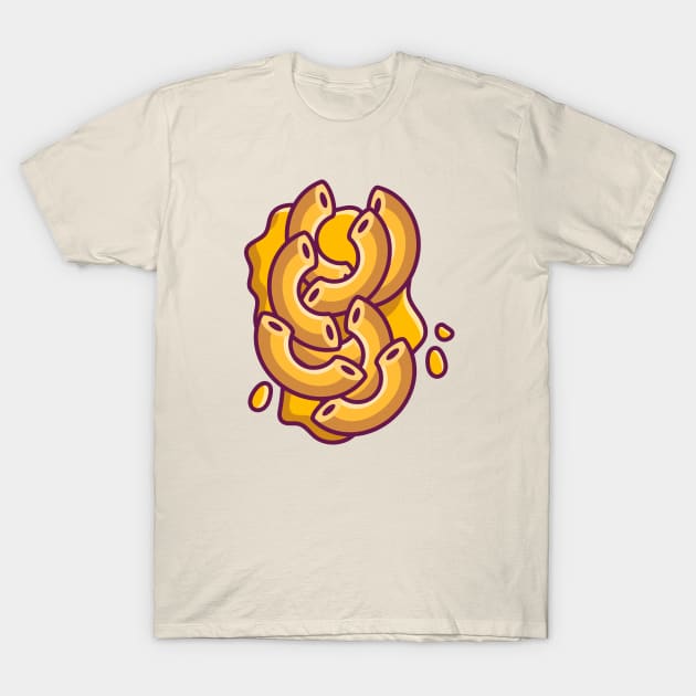 Macaroni Pasta With Creamy Sauce Cartoon T-Shirt by Catalyst Labs